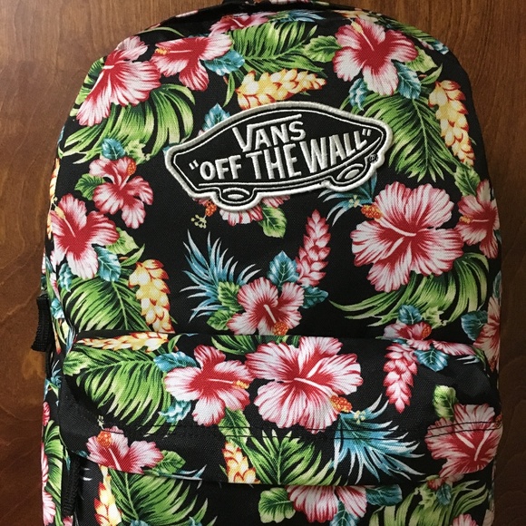 vans realm hawaiian floral backpack